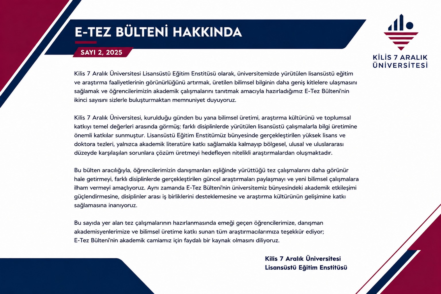 E-Tez Bülteni Sayı 2 - 2
